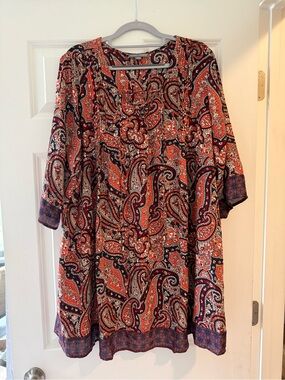 Jessica London Women's Paisley V-Neck Tunic